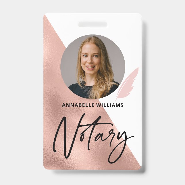 Modern Photo Notary Signing Agent  Badge ID Badge (Front)