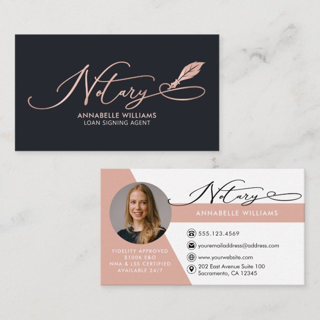 Modern Photo Notary Signing Agent Business Card (Front/Back)