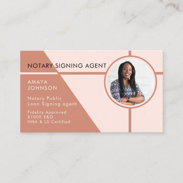 Modern Photo Notary Signing Agent Business Card (Front)