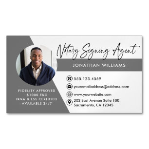 Modern Photo Notary Signing Agent Magnetic Business Card