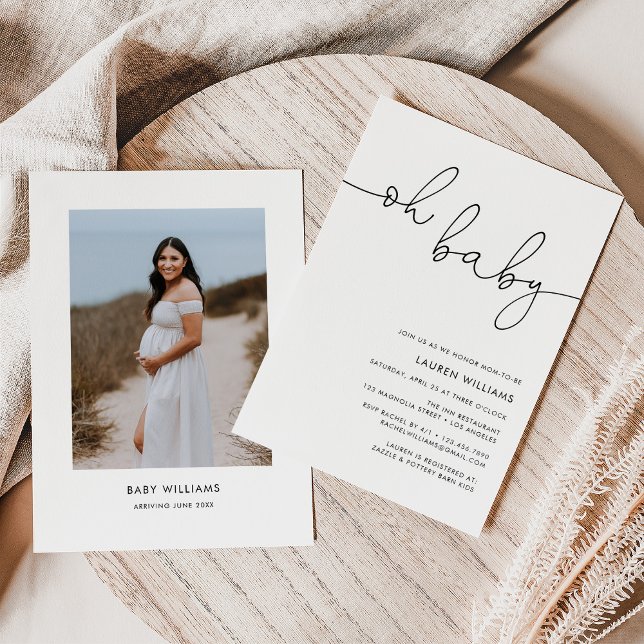 Modern Photo Oh Baby Baby Shower Invitation (Creator Uploaded)