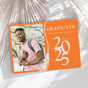 Modern Photo Orange Graduation Party Invitation