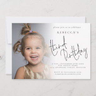 Modern Photo Overlay 3rd Birthday Party Invitation