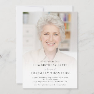 Modern Photo Overlay 70th Birthday Party Invitation