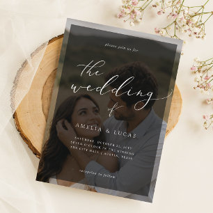 Modern Photo Overlay All in One Wedding Invitation