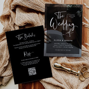 Modern Photo Overlay All in One Wedding Invitation