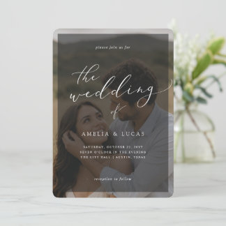 Modern Photo Overlay All in One Wedding Invitation