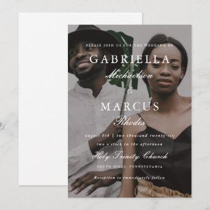 Modern Photo Overlay and Simple Typography Wedding Invitation