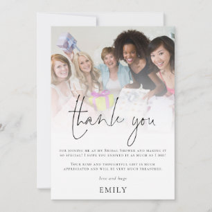 Modern Photo Overlay Bridal Shower Thank You Card