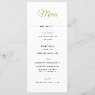 Modern  Photo Overlay  Gold Elegant Wedding Menu