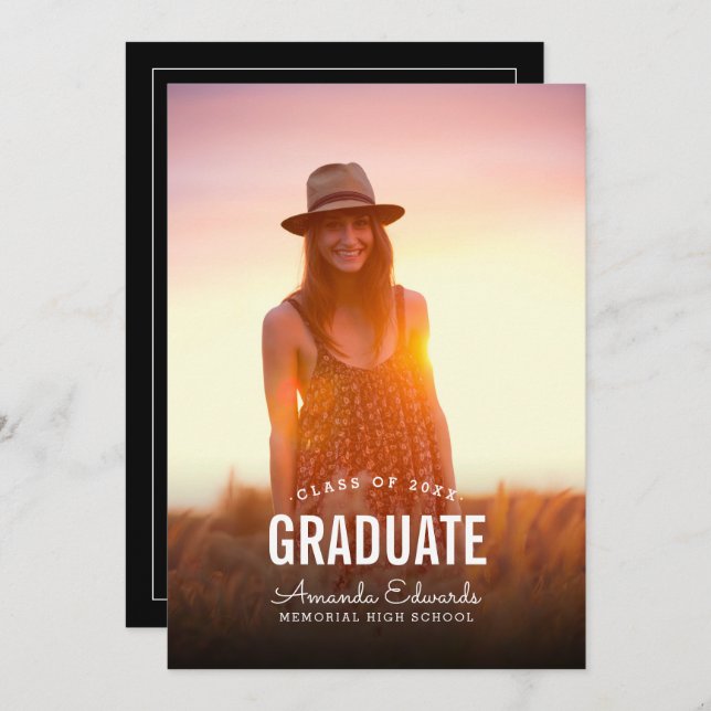 Modern Photo Overlay Graduation Party Invitation (Front/Back)