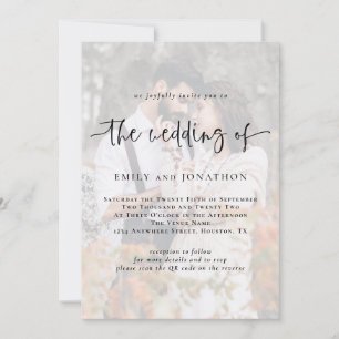 Modern Photo Overlay QR Code Wedding Invitation