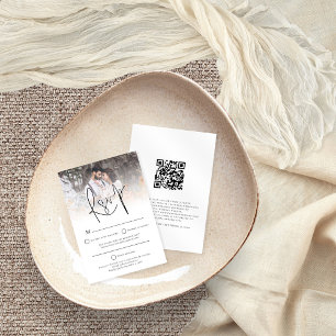 Modern Photo Overlay QR Code Wedding RSVP Card