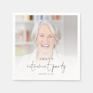 Modern  Photo Overlay Retirement Party Napkins