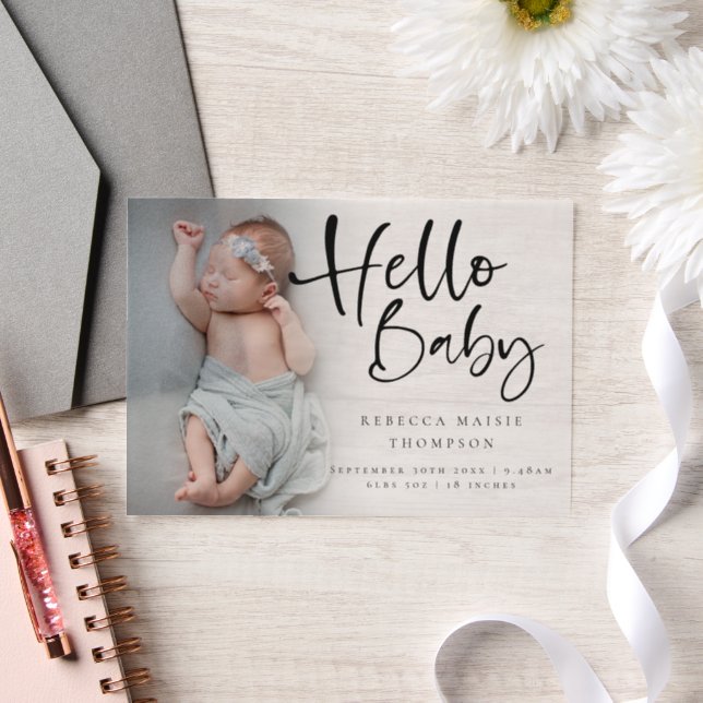 Modern Photo Overlay Script Birth Announcement  (Wedding)