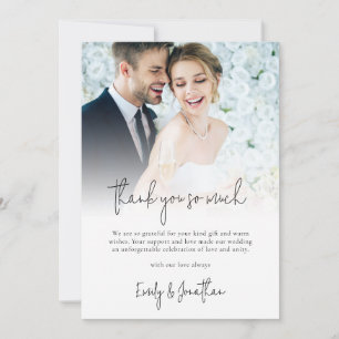 Modern Photo Overlay Script Wedding Thank You Card
