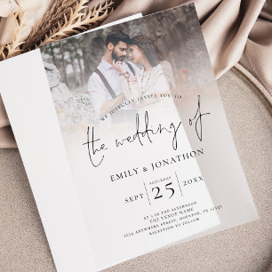 Modern Photo Overlay Script Wedding Vellum Invitations