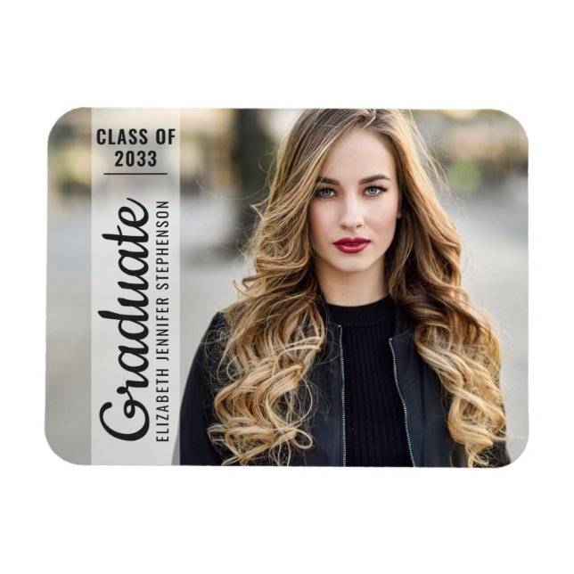  Modern photo overlay simple grad announcement Magnet (Horizontal)