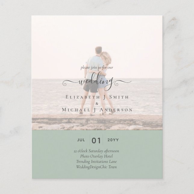 Modern PHOTO OVERLAY TEXT Wedding Budget Flyer (Front)