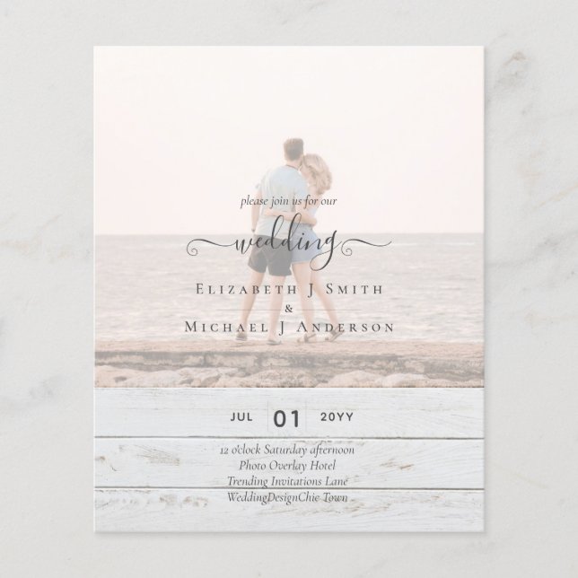 Modern PHOTO OVERLAY TEXT Wedding Budget Flyer (Front)