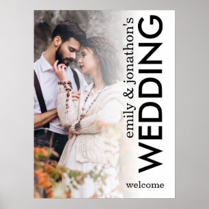 Modern Photo Overlay Welcome Names Wedding Poster