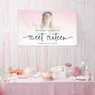 Modern Photo Overlay Welcome to Sweet Sixteen Banner