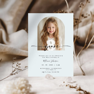 Modern Photo Pastel Blue Kids Birthday Invitation