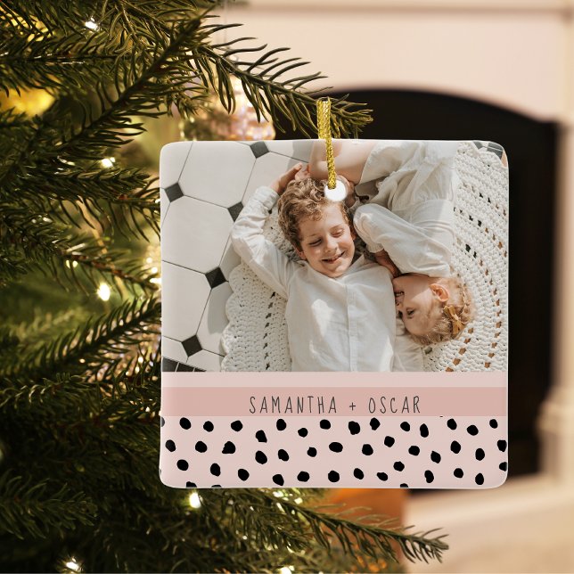 Modern Photo Pastel Personalised Name Gift Ceramic Ornament (Creator Uploaded)