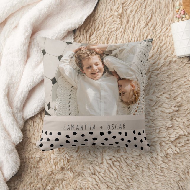 Modern Photo Pastel Personalised Name Gift Cushion (Blanket)