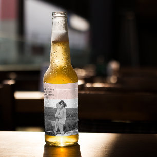 Modern Photo Pastel Pink Family Lovely Gift Beer Bottle Label