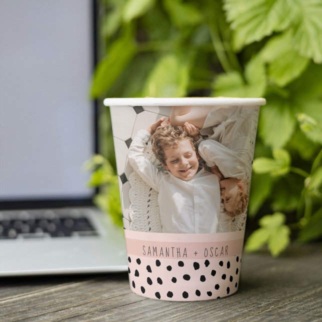 Modern Photo Pastel Pink Personalised Name Gift Paper Cups (Creator Uploaded)