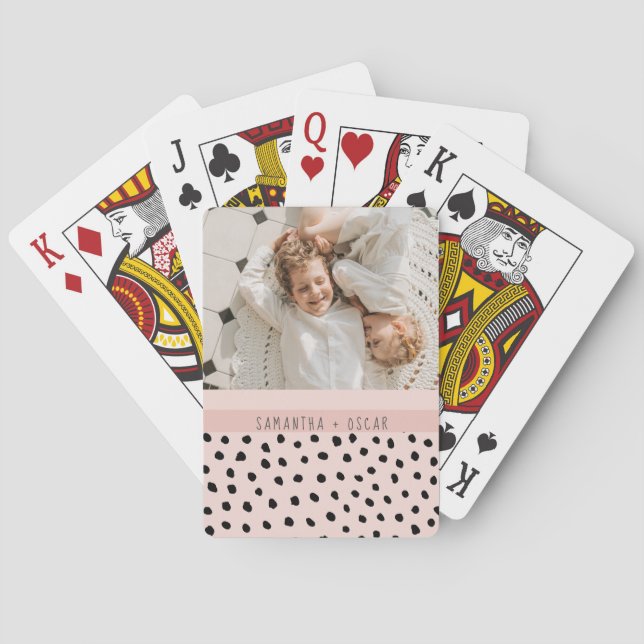 Modern Photo Pastel Pink Personalised Name Gift Playing Cards (Back)