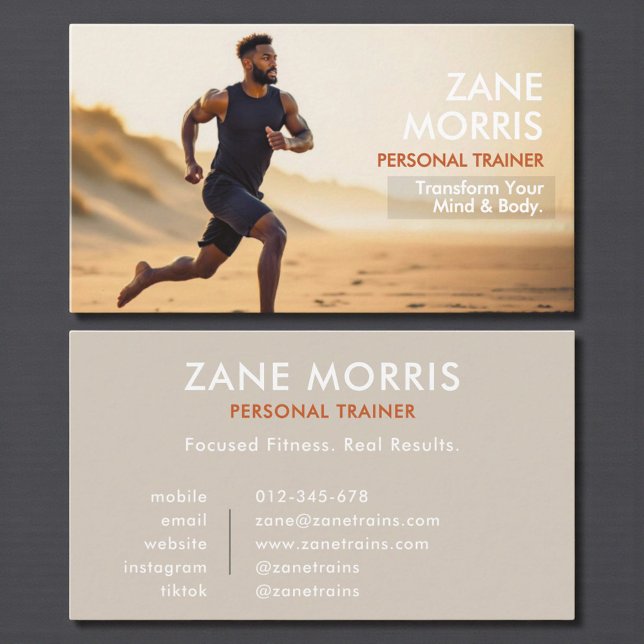 Modern Photo Personal Trainer Fitness  Business Card (Creator Uploaded)