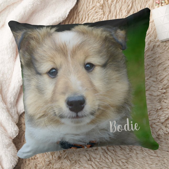 Modern Photo Personalised Pets Family Dog Lover  Cushion (Creator Uploaded)