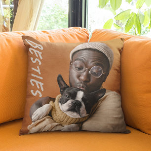 Modern Photo Pet Dog Besties BFF Friends Cushion