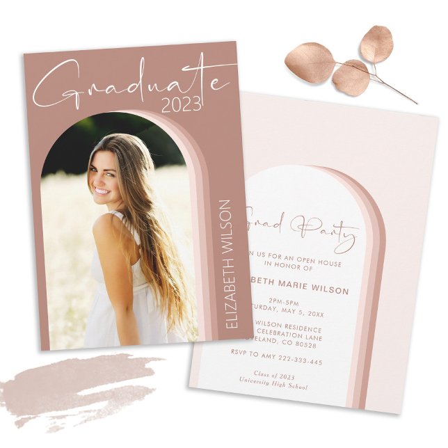 Modern Photo Pink Graduation Party  Invitation (Creator Uploaded)