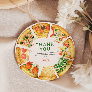 Modern Photo Pizza Birthday Party Favour Tags