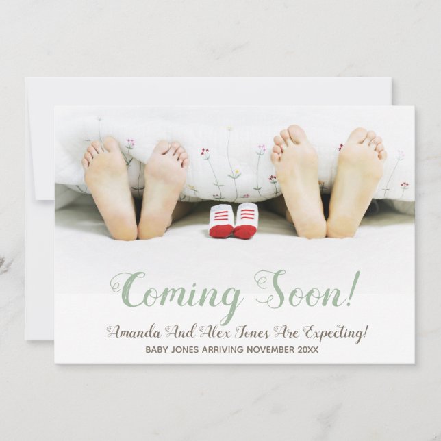 Modern Photo Pregnancy Coming Soon Announcement (Front)