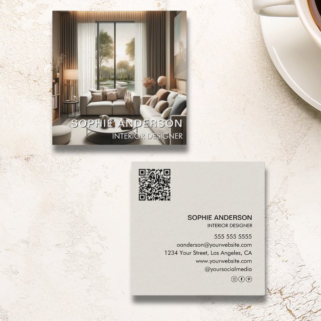 Modern Photo Professional Square Business Card (Modern Photo Professional Square Business Card)