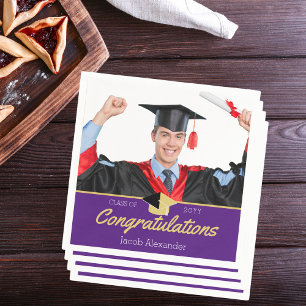 Modern Photo Purple graduation class of 20xx Napkin