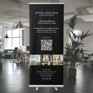 Modern Photo QR Black Professional Business Retractable Banner