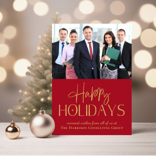 Modern Photo QR Code Corporate Christmas Holiday Card