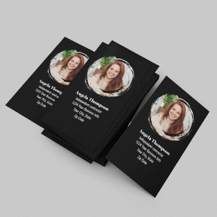 Modern Photo QR Code Custom Black Business Card