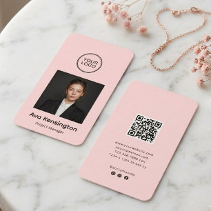 Modern Photo QR Code Employee ID Badge Custom Business Card