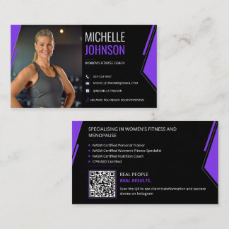 Modern Photo QR Code Fitness Coach Business Card