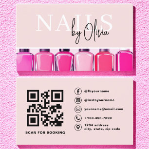 Modern Photo QR Code Nail Specialist Business Card