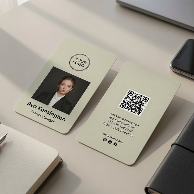 Modern Photo QR Code Personalised  Business Card (Creator Uploaded)