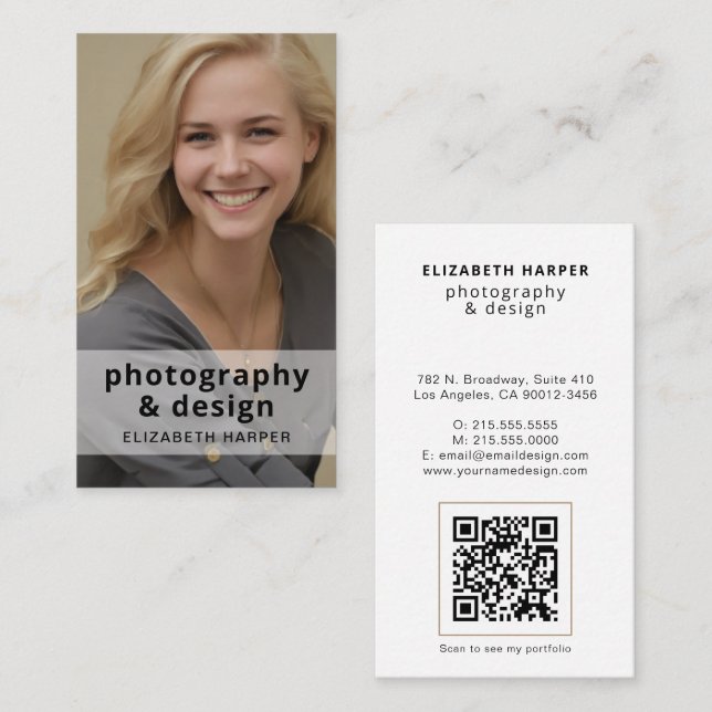 Modern Photo QR Code Professional Minimalist Business Card (Front/Back)
