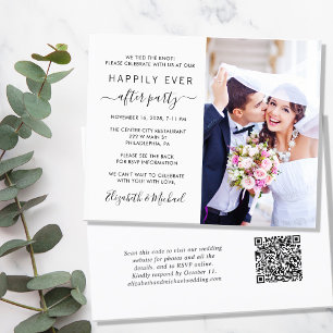 Modern Photo QR Code Wedding Reception Invitation
