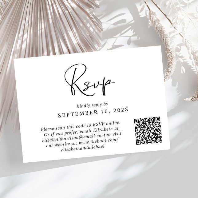 Modern Photo QR Code Wedding RSVP Card (Creator Uploaded)